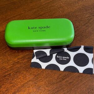 Kate Spade Lime Green Glasses Case with Polka Dot Cloth